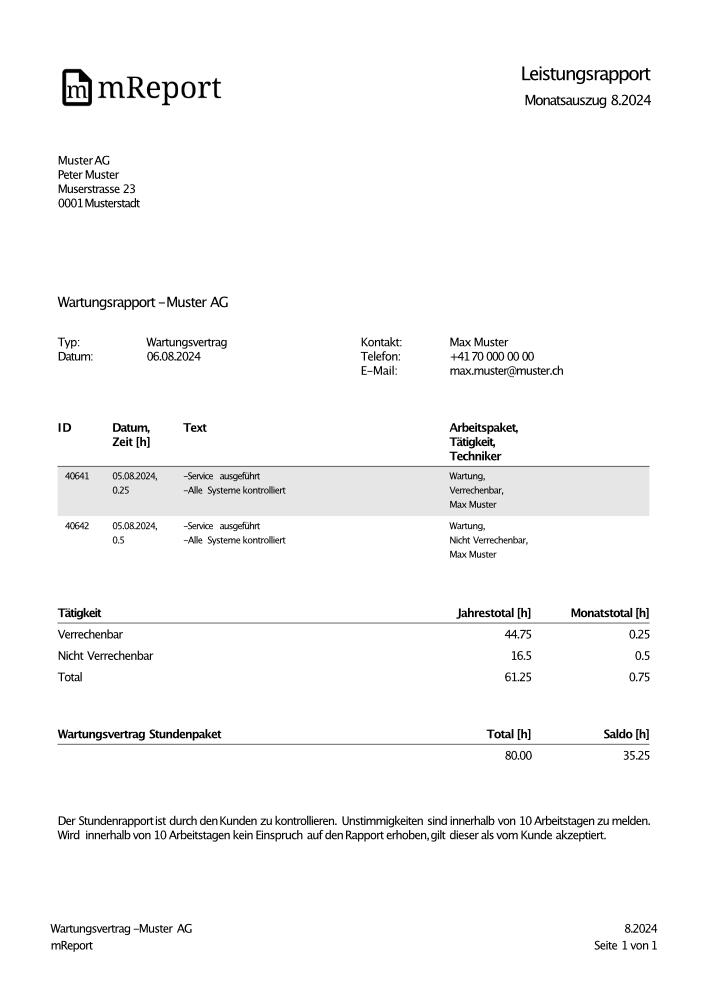 mReport Beispielrapport